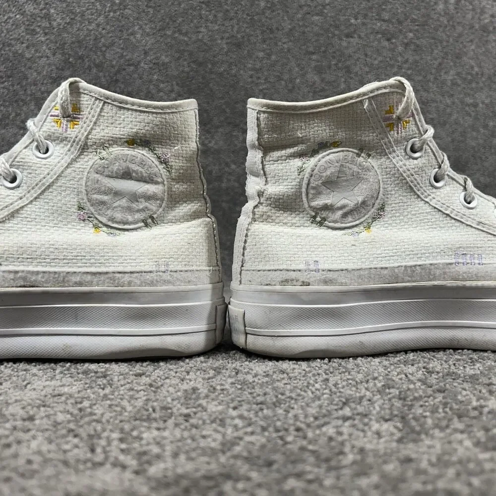 Converse CTAS Lift A05068C Women’s Sz 8.5 White Autumn Embroidery Platform Shoes